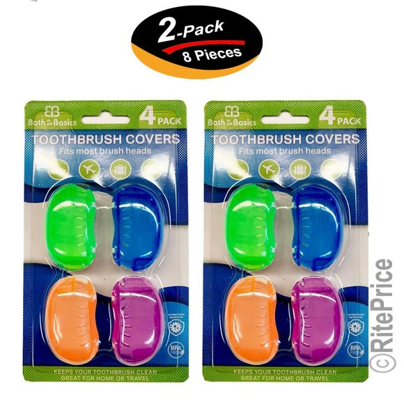 8Pcs (2 Pack) Toothbrush Headgear Colorful Portable Tooth brush Cover Set - New - Picture 1 of 3